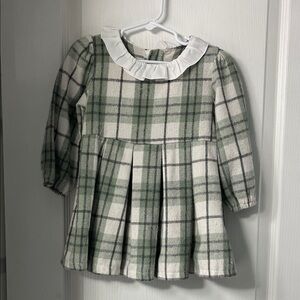 Plaid Green and White Kids Dress